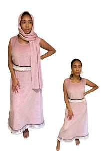 Double Wrap Dress (Pink/White Fringe)