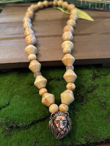 Neck & Wrist Lion King (MEN’S) Rose Gold & Wooden Ornament Set